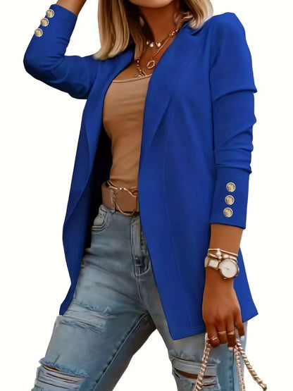 Women Metallic Button Long Sleeve Casual Blazer Female Notched Cardigan Jacket Outwear Natalia Home Fashion    Natalia Home Fashion