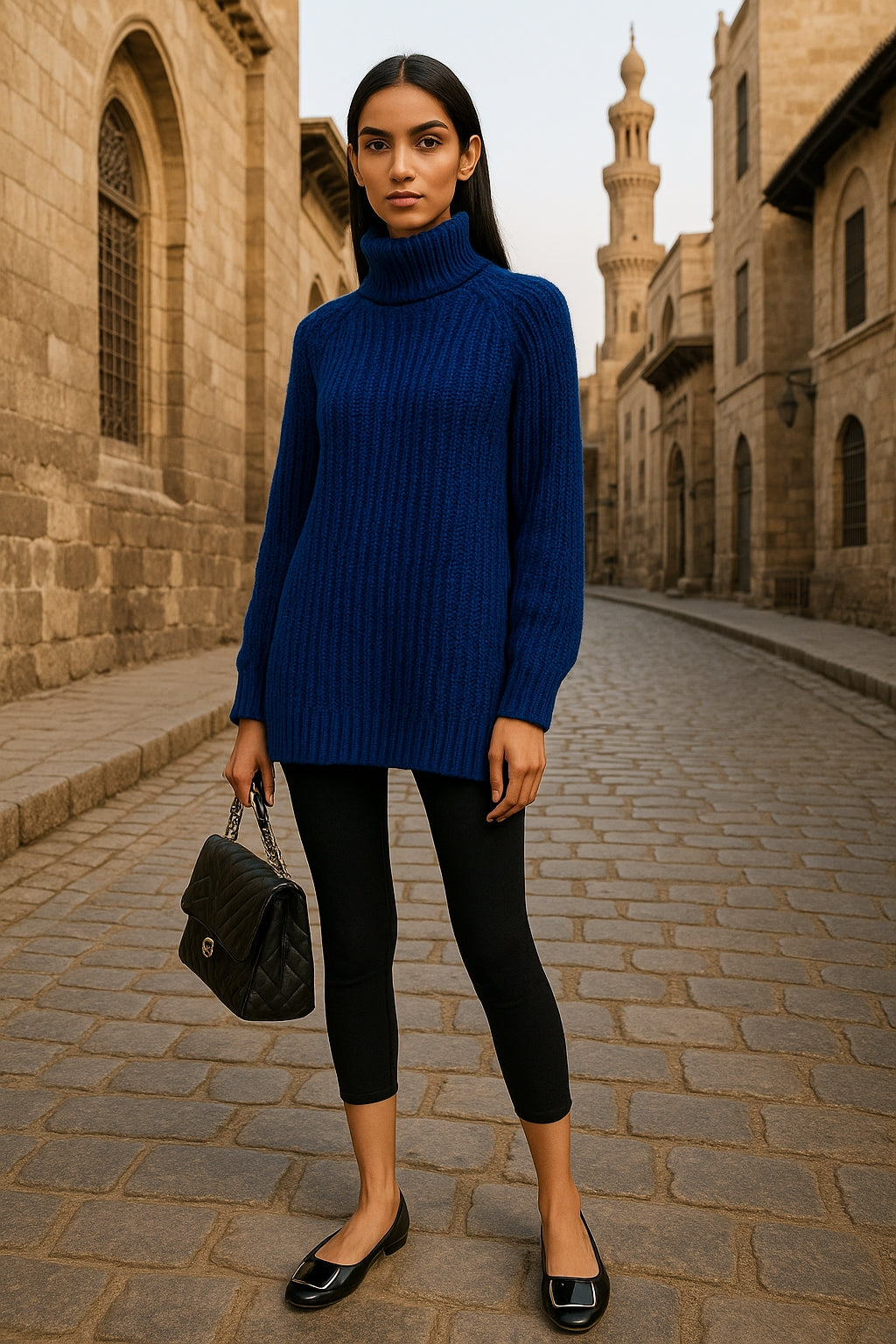 Turtlenecks Women Pullovers Mid-Long Casual Knit Sweater Fad Raglan Sleeves Side Slit Sweater New Skirt-style Jumper