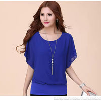 Women's Clothing Chiffon Short Sleeve Bat Wing Shirt Loose Fit Slimming T-Shirt For Women Natalia Home Fashion    Natalia Home Fashion