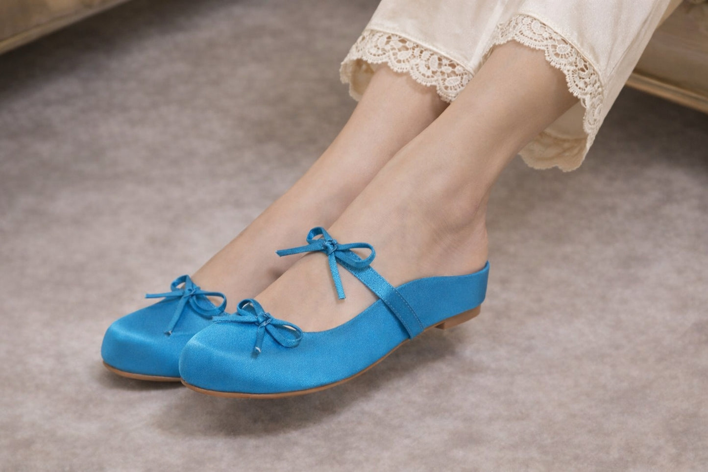 Ladies Slippers Bowknot Silks Satins Women Shoes Round Head Women Sandals Summer Shoes Women Slippers