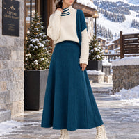 Women's Cable Knit Two Piece Set: High Neck Long Sleeve Sweater & A-Line Midi Skirt, Casual Elegant Pullover Outfit Natalia Home Fashion    Natalia Home Fashion