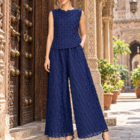 Handmade Pleated Set Women Summer New Sleeveless Vest Top Flared Pants Comfortable Casual Loose Large Size with Stretchy Natalia Home Fashion    Natalia Home Fashion
