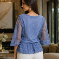 Loose Lace Blouse Women Butterfly Sleeve Chiffon Shirt Woman Fashion Casual Floral Shirt Tops