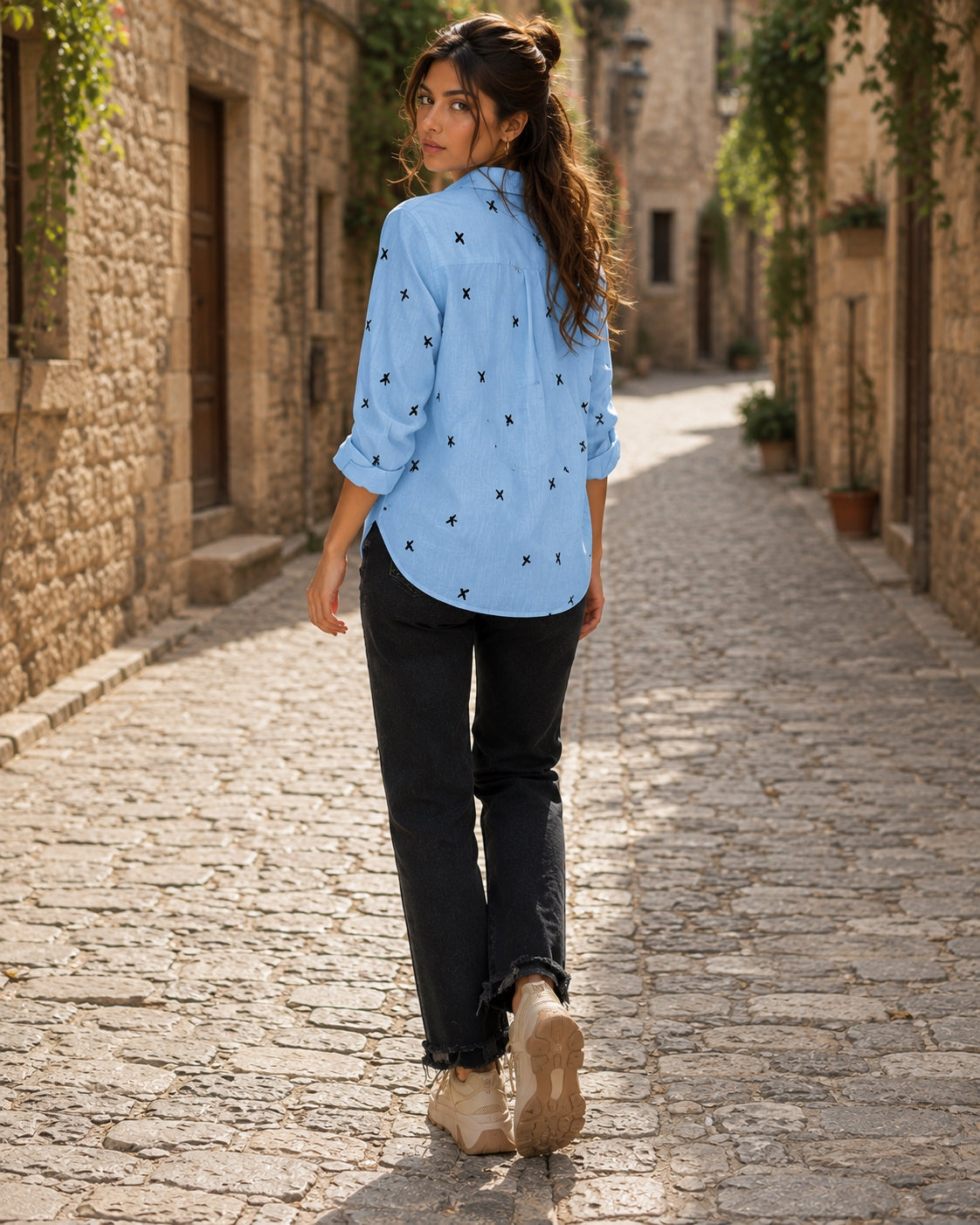 Elegant Cotton Linen Shirts Women Casual Solid Button Lapel Blouses Shirts Autumn Winter Long Sleeve Loose Tops Tunic Blouse Natalia Home Fashion    Natalia Home Fashion