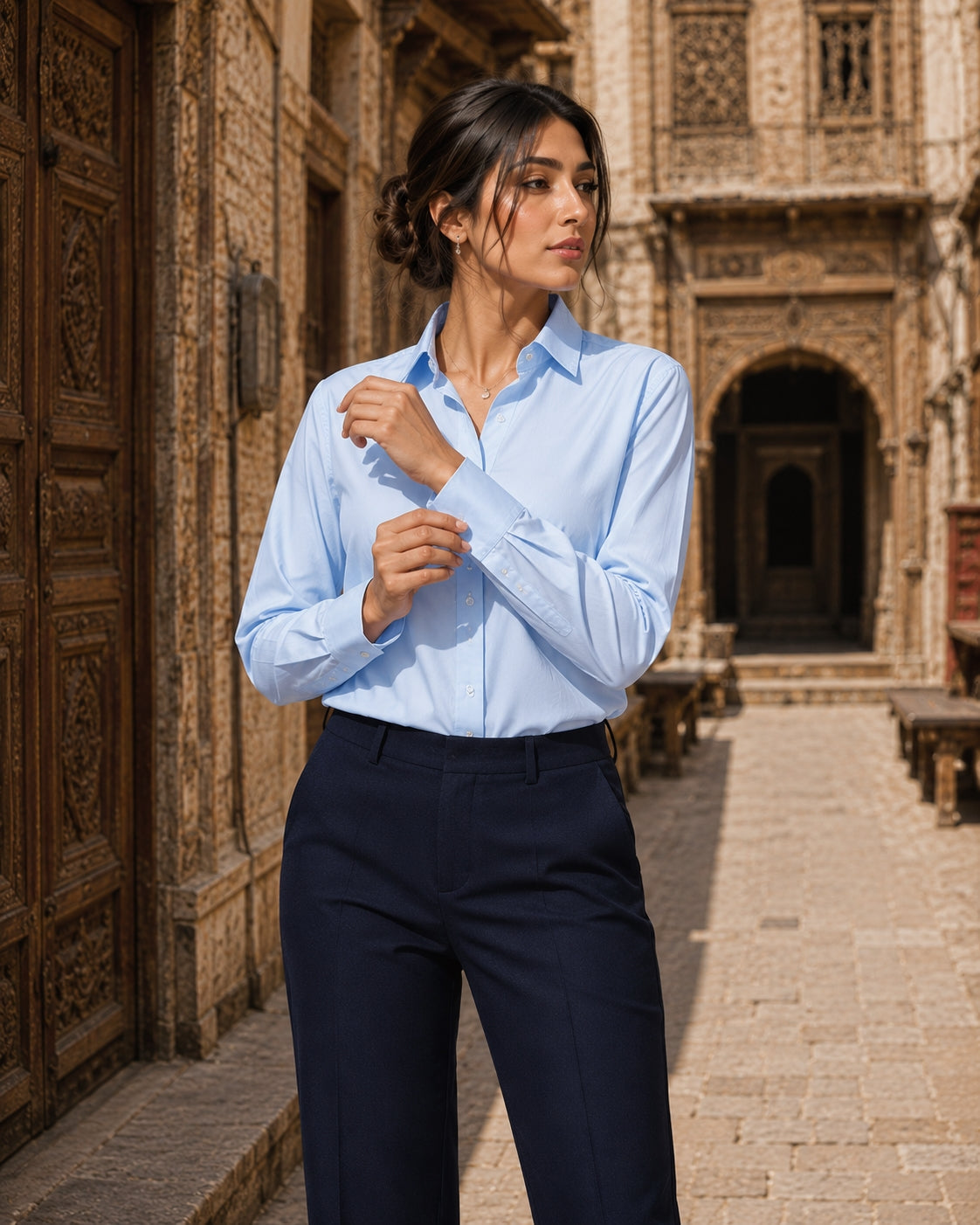Women Blouses Shirts Lady Casual Long Sleeve Turn-down Collar Solid Color Blouse Tops Natalia Home Fashion    Natalia Home Fashion