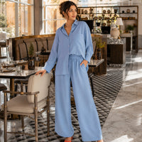 Cotton and Linen Shirt Suit High Waist Loose Trousers Elegant Women Sets Two Piece Set for Women Natalia Home Fashion    Natalia Home Fashion