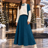 Women's Cable Knit Two Piece Set: High Neck Long Sleeve Sweater & A-Line Midi Skirt, Casual Elegant Pullover Outfit Natalia Home Fashion    Natalia Home Fashion