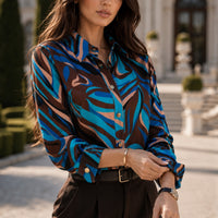 Women's Long Sleeve Shirt, Single Breasted Commuter Shirt, Slim Fit Top