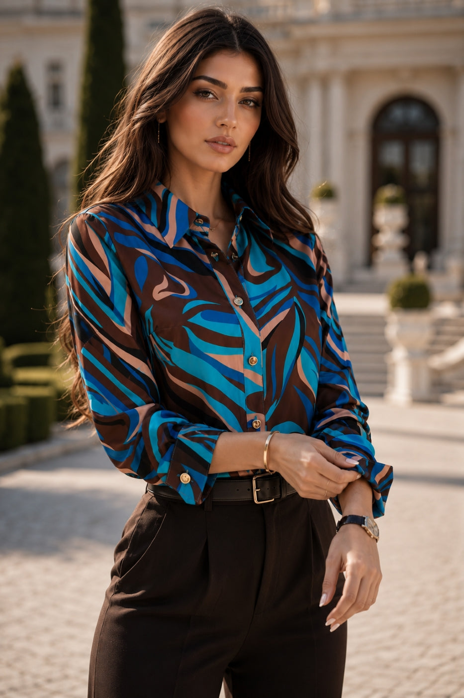 Women's Long Sleeve Shirt, Single Breasted Commuter Shirt, Slim Fit Top
