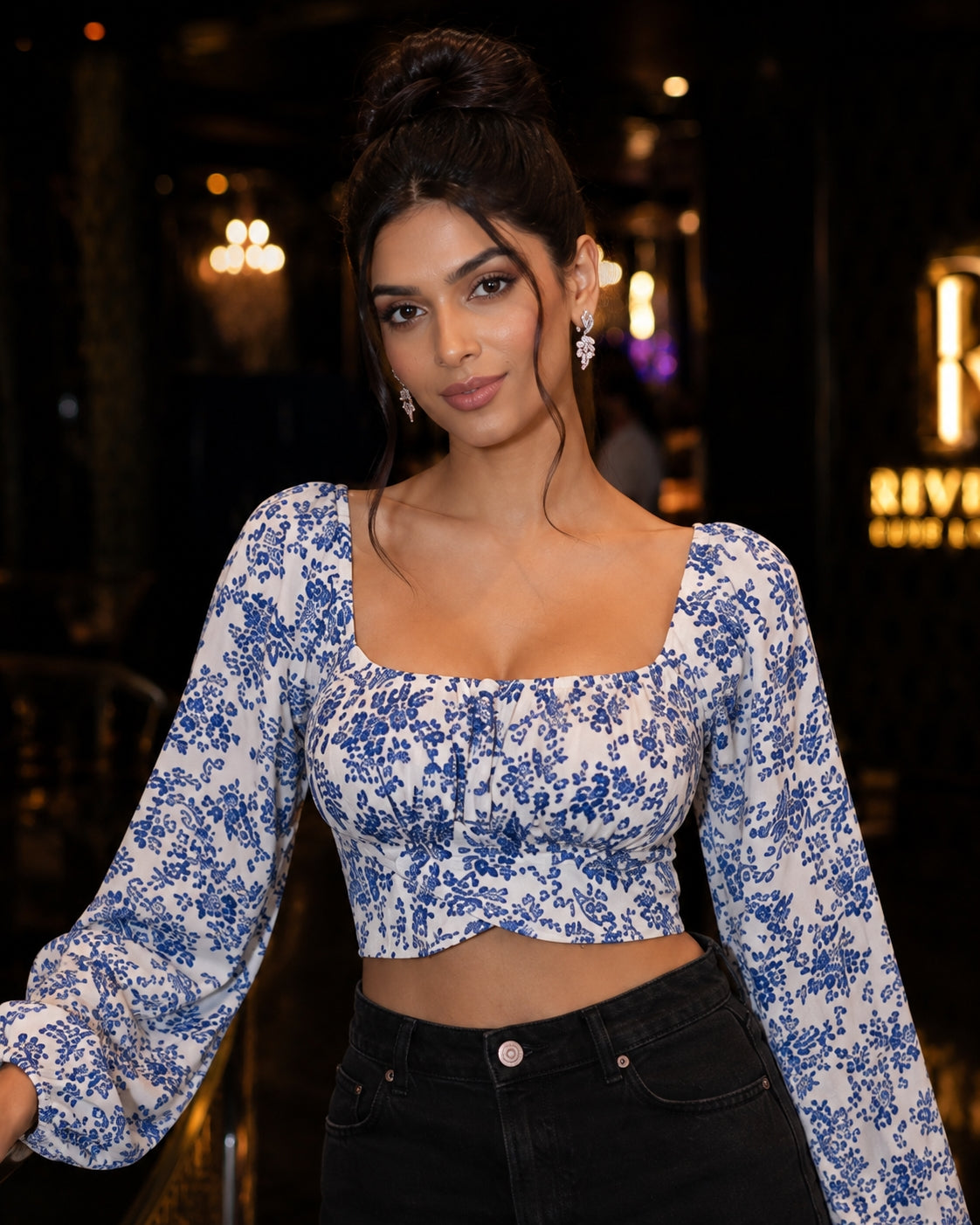 Spring Square Neck Backless T-shirt Casual Women Long Sleeve Bodycon Crop Top Club Short Tops