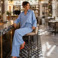 Cotton and Linen Shirt Suit High Waist Loose Trousers Elegant Women Sets Two Piece Set for Women Natalia Home Fashion    Natalia Home Fashion