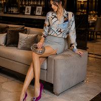 Chiffon Allover Printed Women's Blouses High Quality Long Sleeve Single Breasted Spring Summer Casual Lady Blouses
