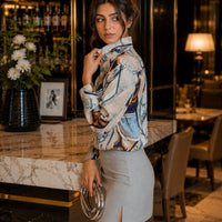Chiffon Allover Printed Women's Blouses High Quality Long Sleeve Single Breasted Spring Summer Casual Lady Blouses
