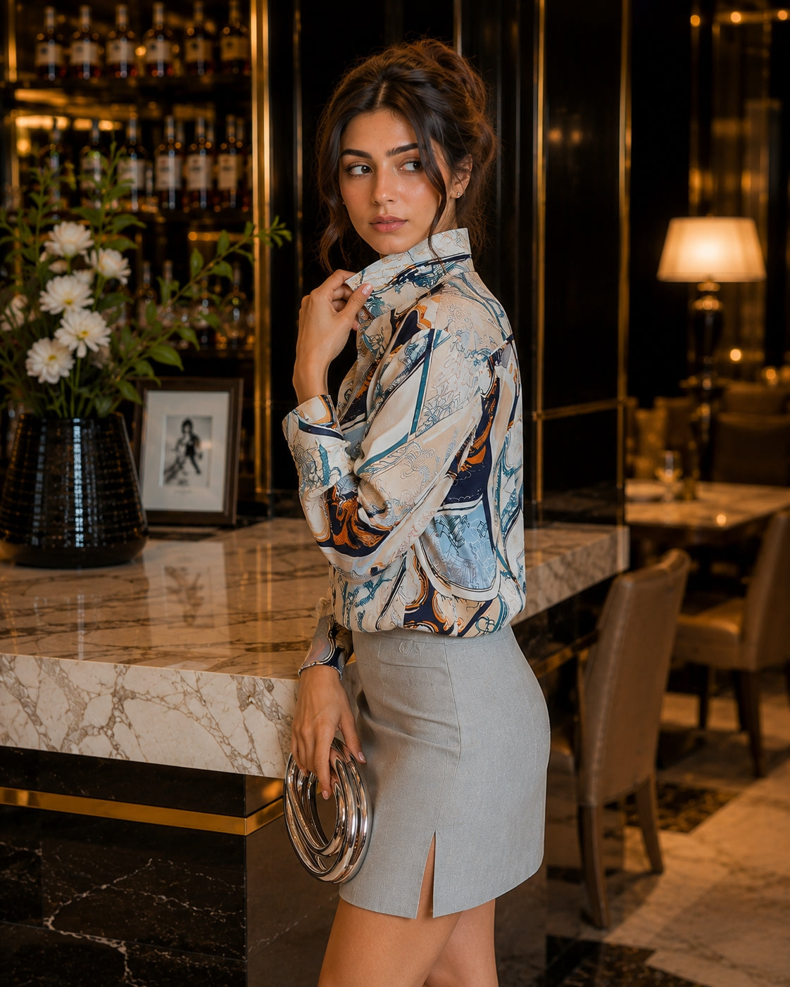 Chiffon Allover Printed Women's Blouses High Quality Long Sleeve Single Breasted Spring Summer Casual Lady Blouses