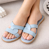 Women's Flat Beach Slippers Cross Band Fashionable Outdoor Wear PVC Home Slippers Macaron Color Sandals Comfortable - Natalia Home Fashion