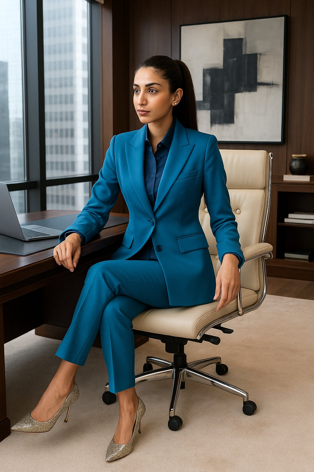 Ladies Business 2 Piece Blazer Suit Female Long Sleeve Jacket + Trouser Women Pant Suit Office Work Wear - Natalia Home Fashion