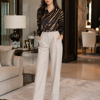 Loose Zebra Print Long Sleeve Silk Shirt Women Blouse Tops Fashion Office Lady Autumn Turn Down Collar Clothes