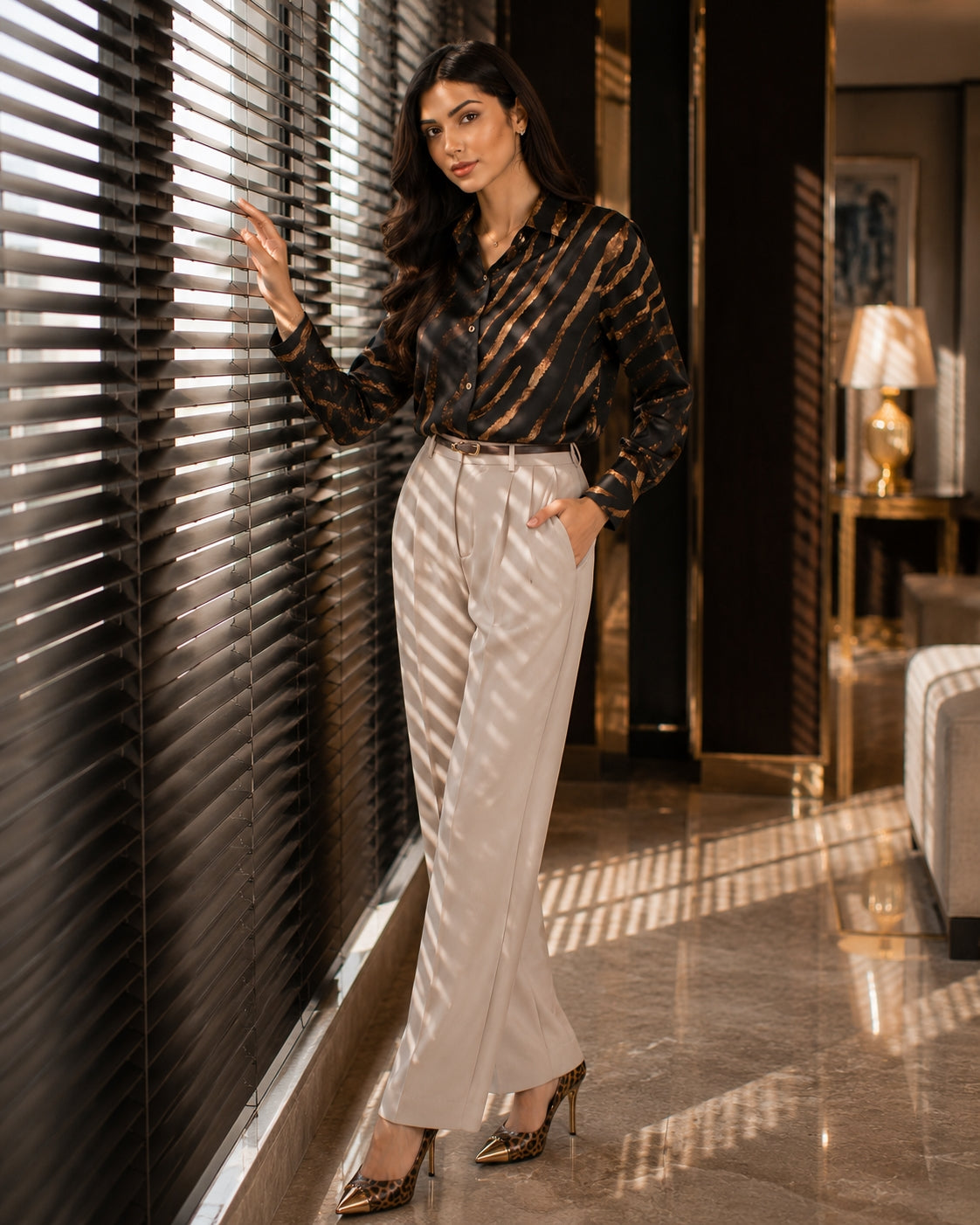 Loose Zebra Print Long Sleeve Silk Shirt Women Blouse Tops Fashion Office Lady Autumn Turn Down Collar Clothes