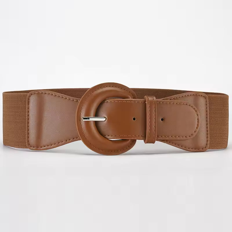 Women Stretchy Wide Waist Belt Ladies Elastic Dress Cummerbund with Pin Buckle Stretch Fashion Cinch Belts