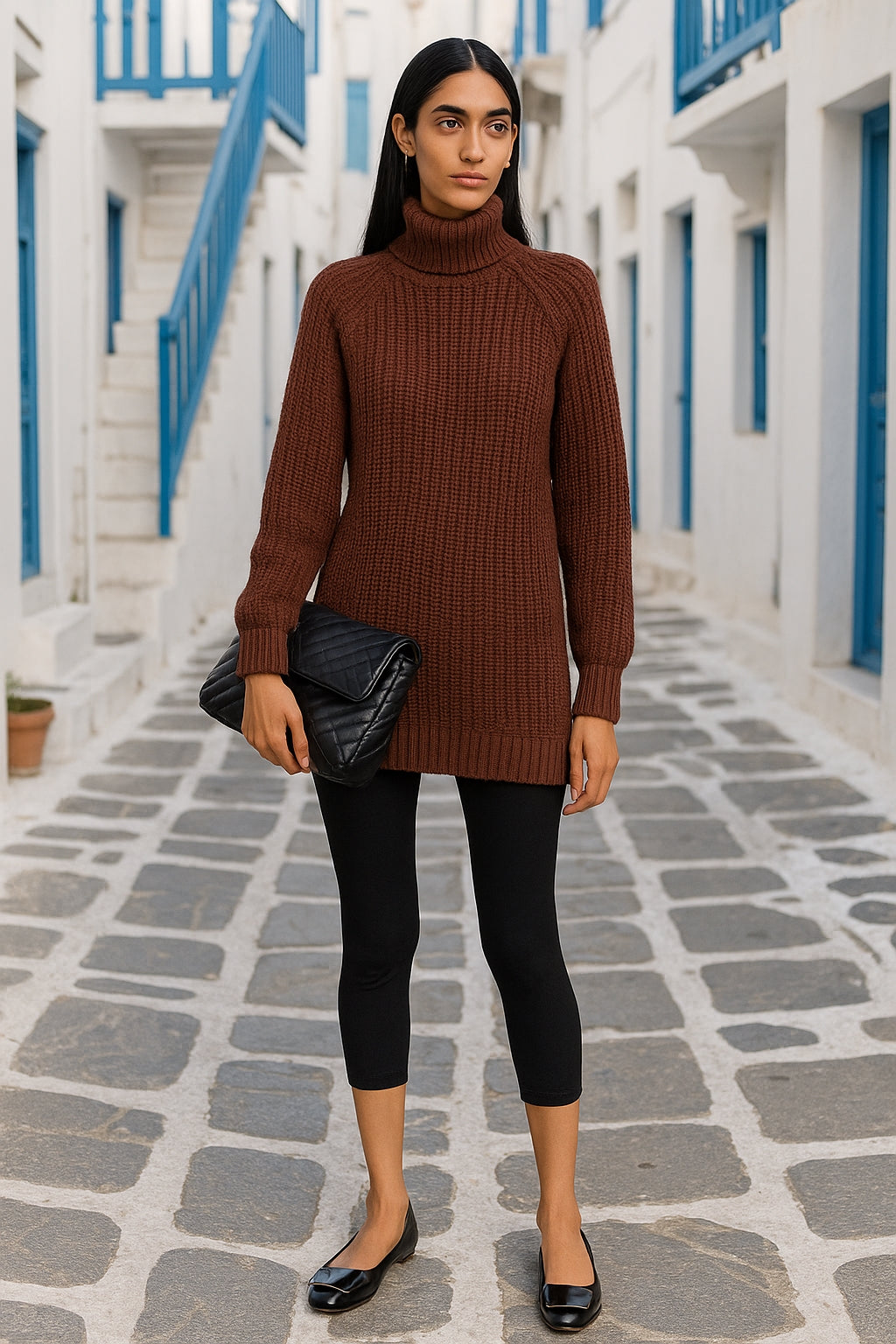 Turtlenecks Women Pullovers Mid-Long Casual Knit Sweater Fad Raglan Sleeves Side Slit Sweater New Skirt-style Jumper