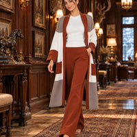 Women's 3PC Knit Set - Cardigan Tank Top Wide Leg Pants  Cross-Border Outfit Natalia Home Fashion    Natalia Home Fashion