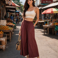 Casual Baggy Wide Leg Trousers Women Summer Thin Comfy Breathable Ankle Length Pants Vintage Loose Cotton Linen Straight Pants