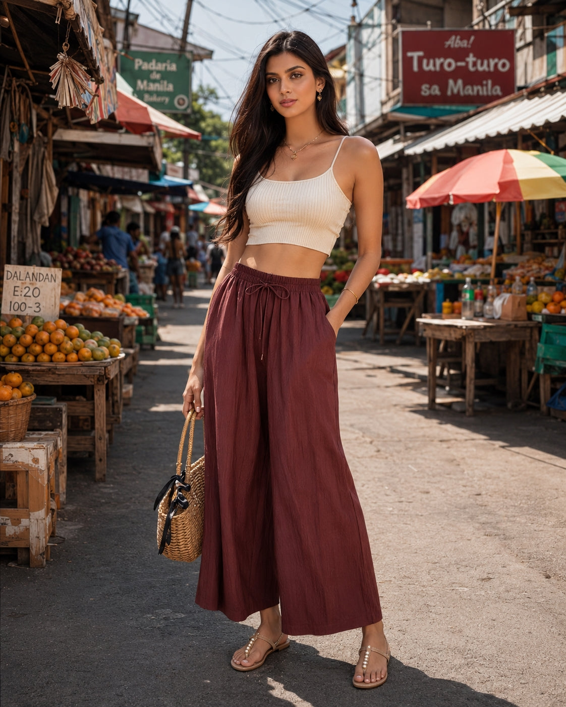 Casual Baggy Wide Leg Trousers Women Summer Thin Comfy Breathable Ankle Length Pants Vintage Loose Cotton Linen Straight Pants