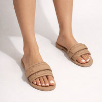 Fashionable and casual one-word flip-flops for women with lettered buckles and a flat bottom - Natalia Home Fashion