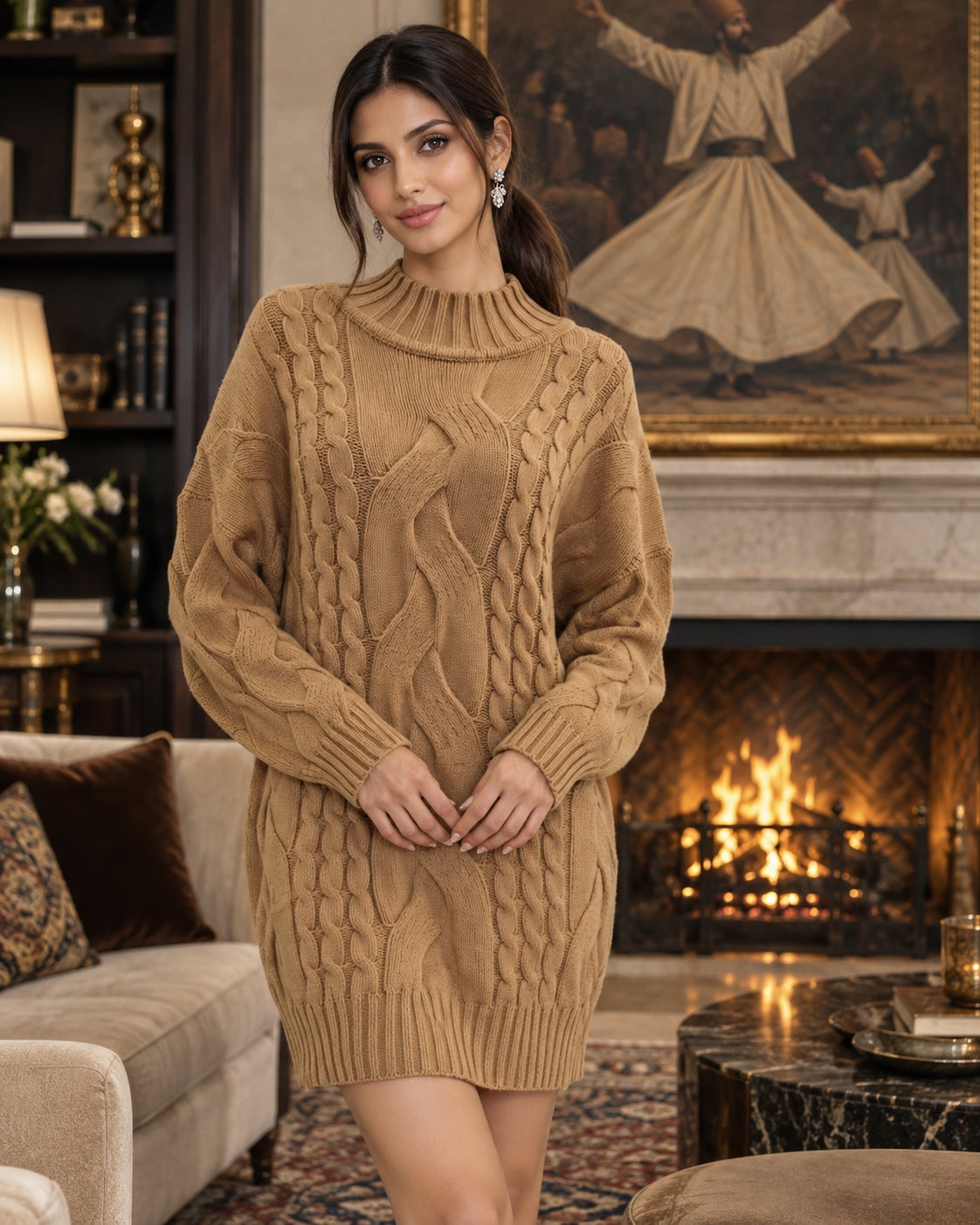 Women's Sweater Thick Two Lapels Retro Thick Thread Twist Dress Natalia Home Fashion    Natalia Home Fashion