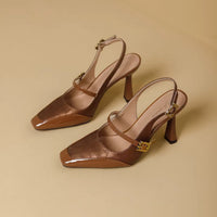 Comfortable Platform High Heels French Style Square Head Thin Strap Mule Women's Shoes