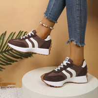 Retro Platform Women's Sneakers Summer Casual Patchwork Leather Sneakers Women's Outdoor Casual Comfort Shoes