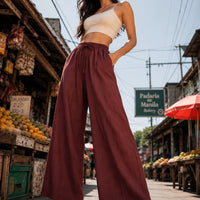 Casual Baggy Wide Leg Trousers Women Summer Thin Comfy Breathable Ankle Length Pants Vintage Loose Cotton Linen Straight Pants