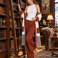 Women's 3PC Knit Set - Cardigan Tank Top Wide Leg Pants  Cross-Border Outfit Natalia Home Fashion    Natalia Home Fashion