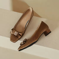 Women Wedding Shoes Closed Toe Design Light Elegant Square High Heel Femme Dress Shoes Ladies Pumps Heeled Sandals for Women