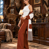 Women's 3PC Knit Set - Cardigan Tank Top Wide Leg Pants  Cross-Border Outfit Natalia Home Fashion    Natalia Home Fashion