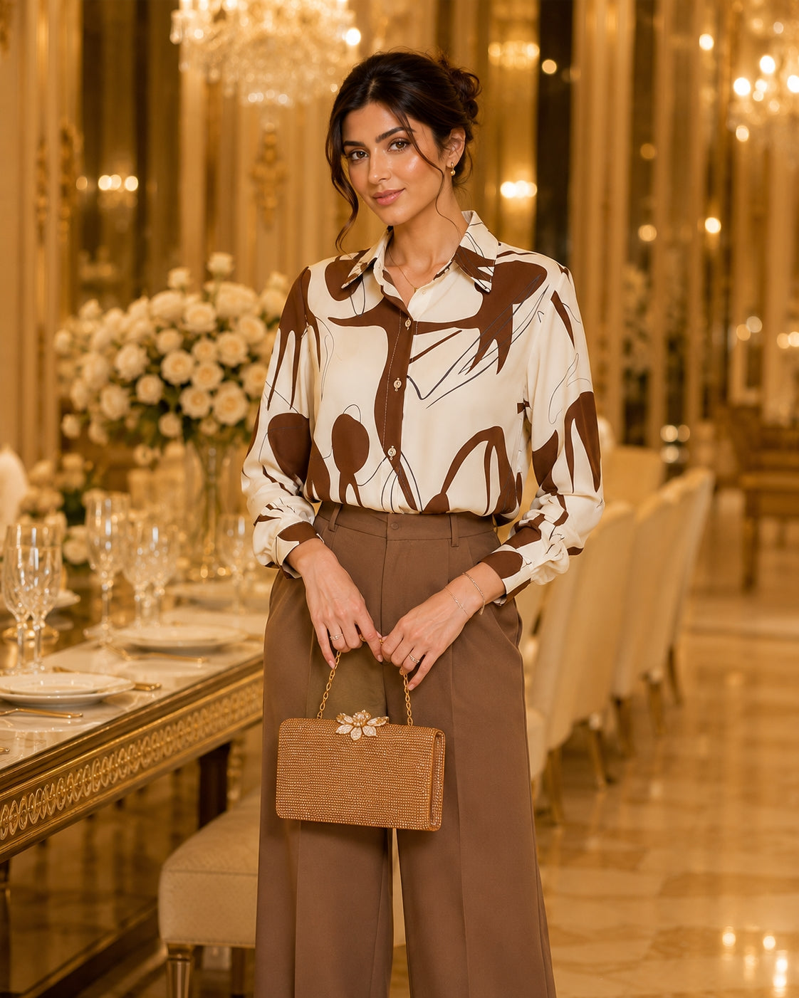 Print Shirts & Blouses for Women Fine Elegant Fashion Chic Chiffon Woman Top
