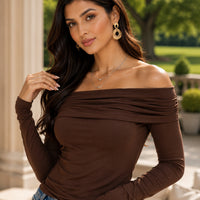 Women's Sexy Off-shoulder Slim Long-sleeved Base One-shoulder Top T-shirt