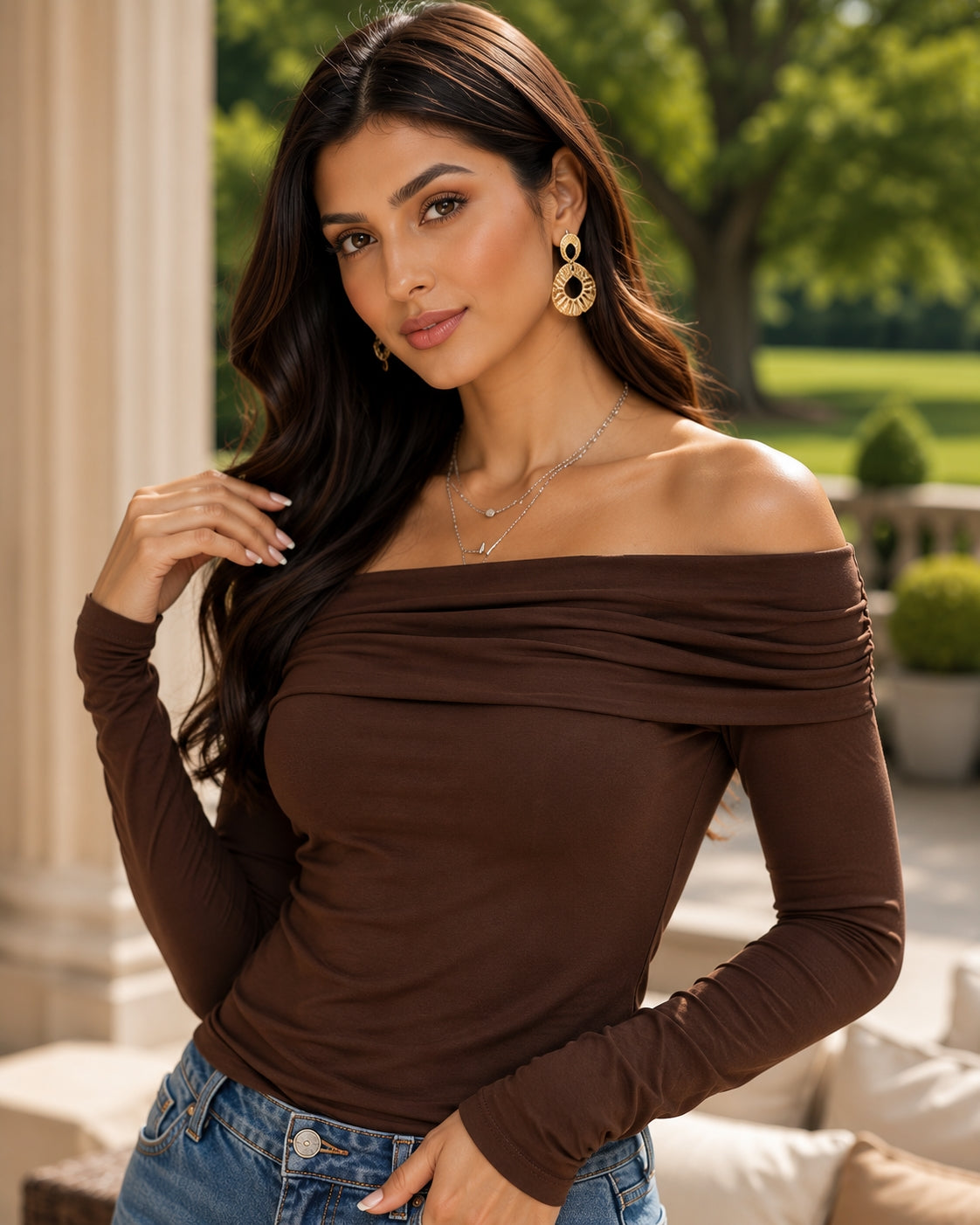 Women's Sexy Off-shoulder Slim Long-sleeved Base One-shoulder Top T-shirt