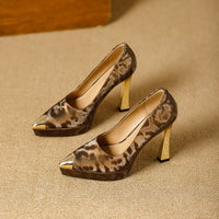 Fashion Women's Shoes Thin Block Heels 11cm Pointed Toe Shallow Mouth Ladies Pumps Party Shoes