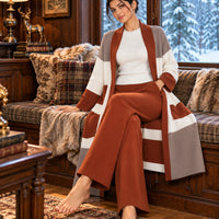 Women's 3PC Knit Set - Cardigan Tank Top Wide Leg Pants  Cross-Border Outfit Natalia Home Fashion    Natalia Home Fashion