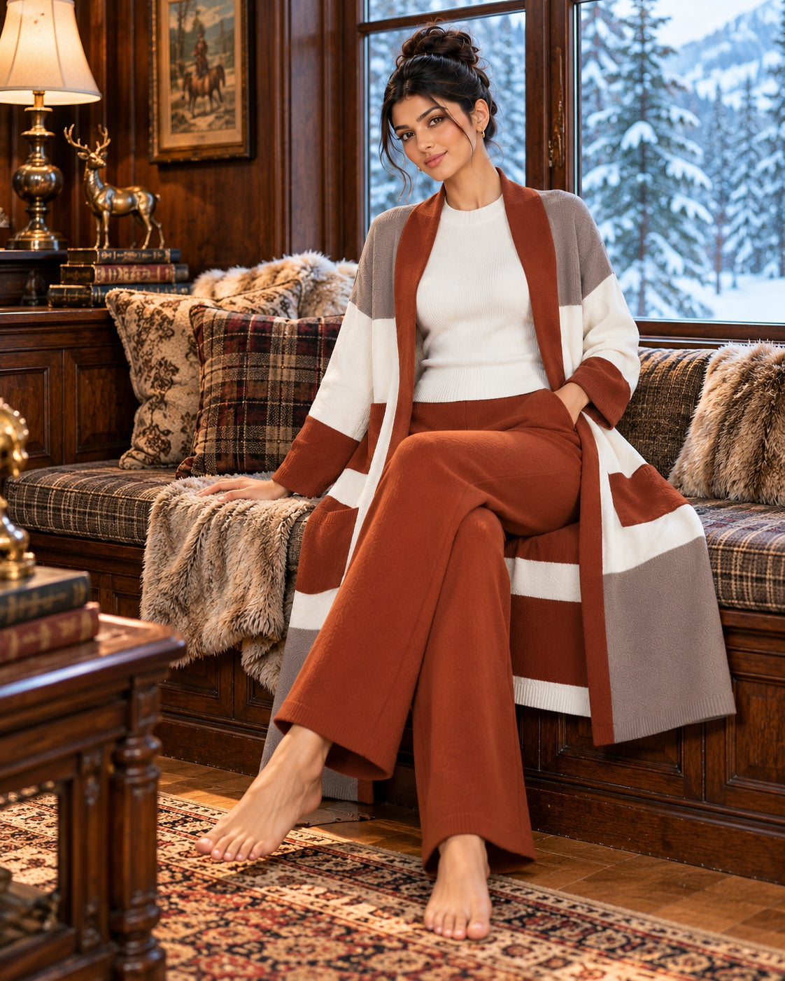 Women's 3PC Knit Set - Cardigan Tank Top Wide Leg Pants  Cross-Border Outfit Natalia Home Fashion    Natalia Home Fashion