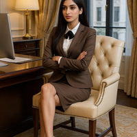 Women's Fashion Career Compound Long-sleeved Suit Bag Buttock Slit Skirt Suit Business Suit