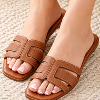 Fashion Design Slippers Outdoor Leisure Versatile And Comfortable Luxury Brand Simple Flat Bottom Square Head Slippers