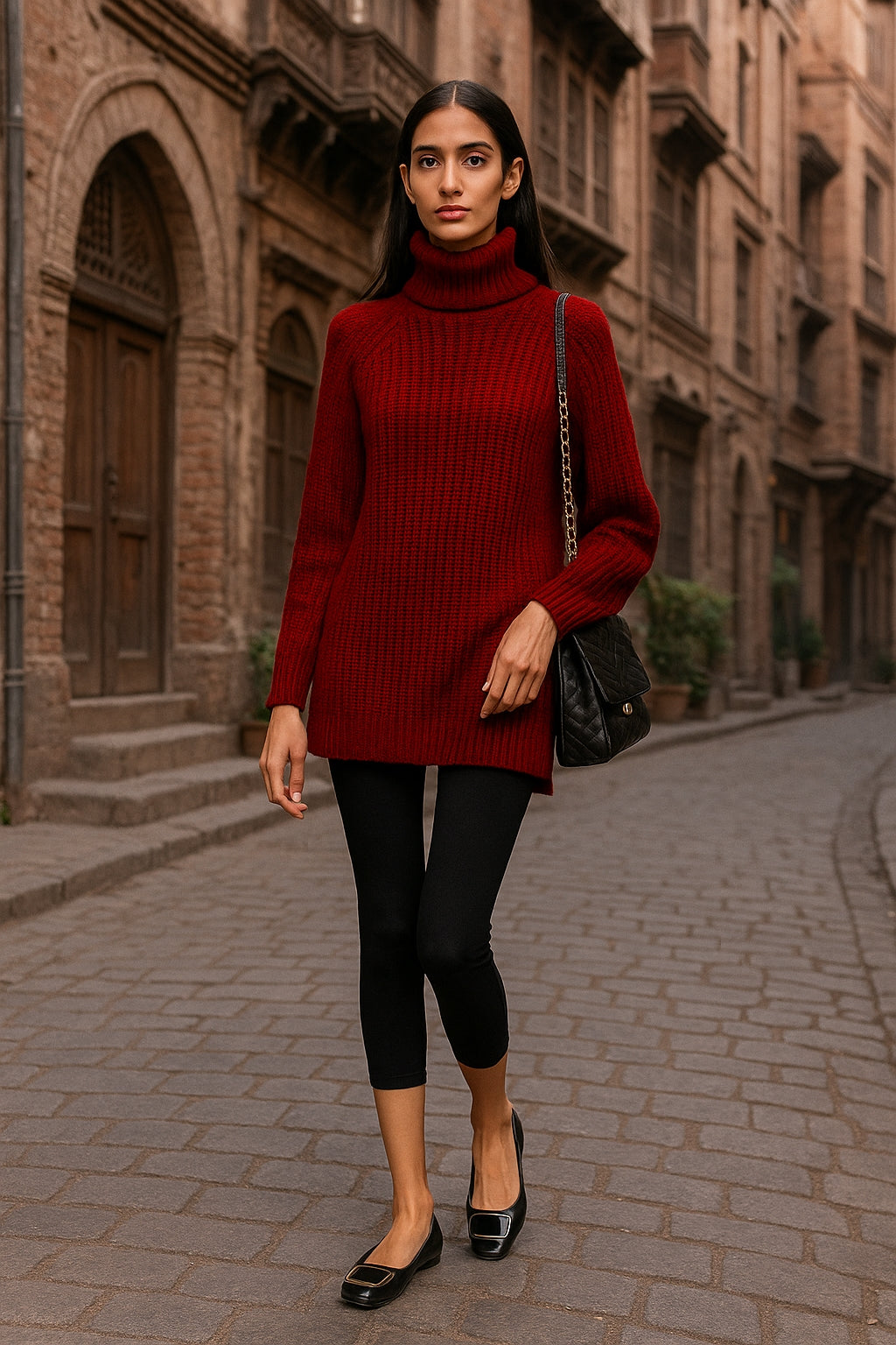 Turtlenecks Women Pullovers Mid-Long Casual Knit Sweater Fad Raglan Sleeves Side Slit Sweater New Skirt-style Jumper