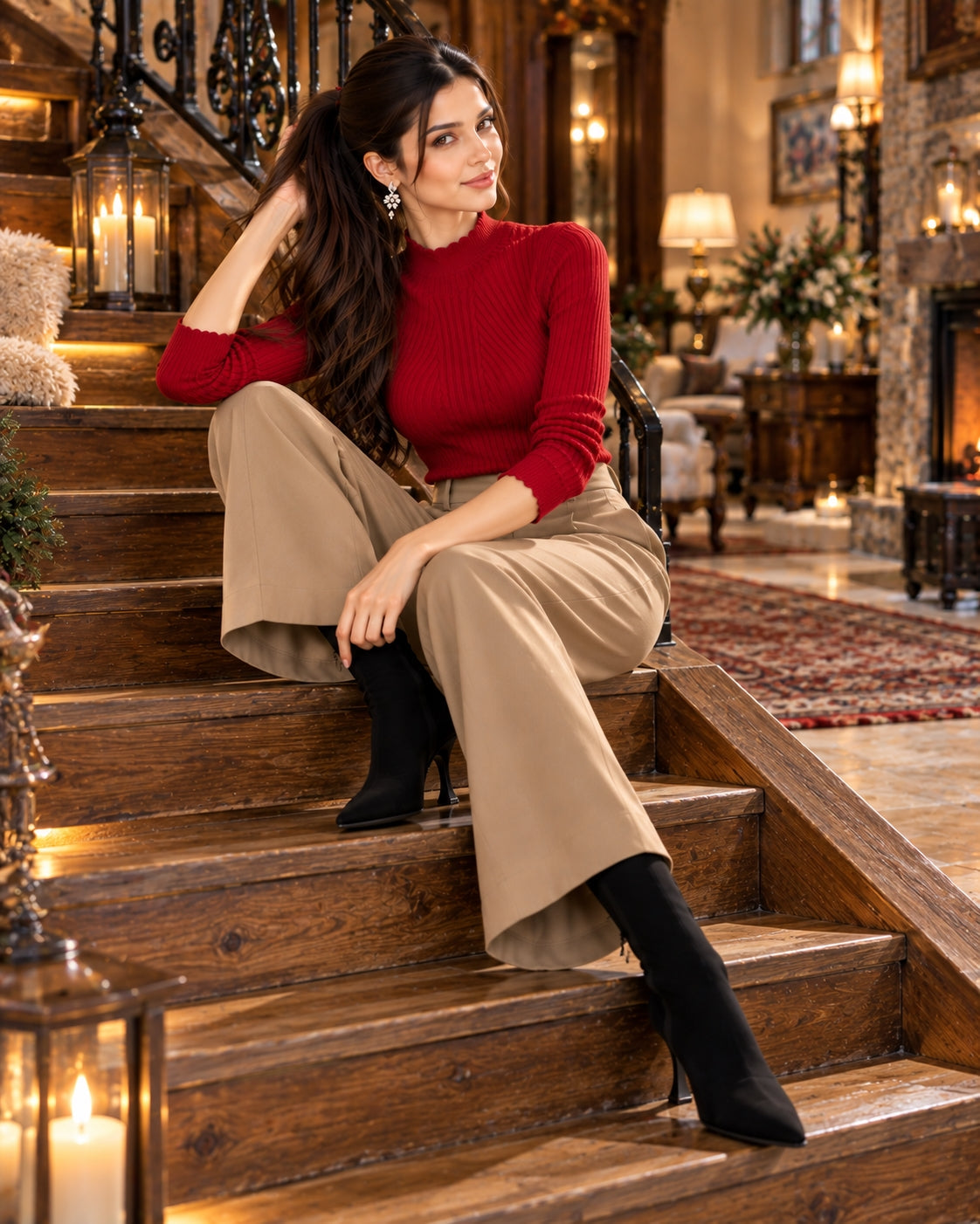 Women's Long Sleeve Knitted Half High Neck Sweater Invariant Fitted Top Style Base Sweater Natalia Home Fashion    Natalia Home Fashion
