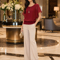 Women's Clothing Chiffon Short Sleeve Bat Wing Shirt Loose Fit Slimming T-Shirt For Women Natalia Home Fashion    Natalia Home Fashion