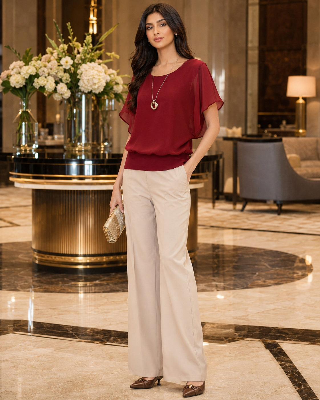 Women's Clothing Chiffon Short Sleeve Bat Wing Shirt Loose Fit Slimming T-Shirt For Women Natalia Home Fashion    Natalia Home Fashion