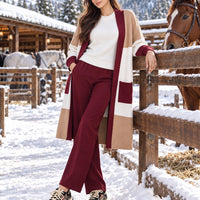 Women's 3PC Knit Set - Cardigan Tank Top Wide Leg Pants  Cross-Border Outfit Natalia Home Fashion    Natalia Home Fashion