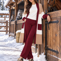 Women's 3PC Knit Set - Cardigan Tank Top Wide Leg Pants  Cross-Border Outfit Natalia Home Fashion    Natalia Home Fashion