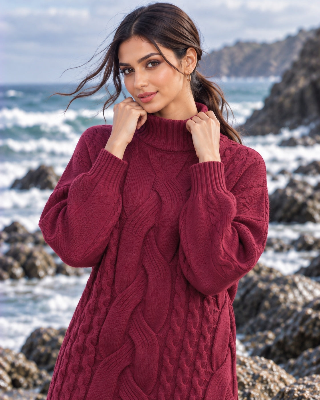Women's Sweater Thick Two Lapels Retro Thick Thread Twist Dress Natalia Home Fashion    Natalia Home Fashion